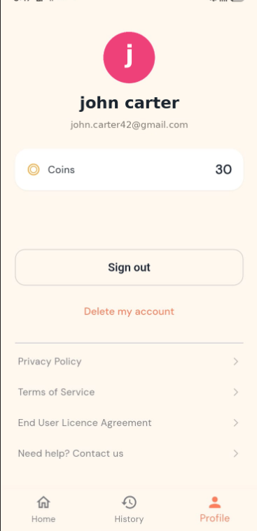 Unruffle app screen 2